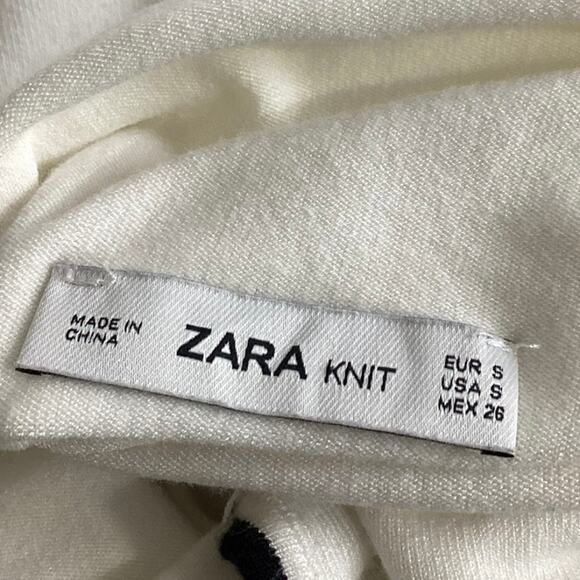 Zara Knit White Black Turtleneck Sleeveless Pullover Sweater Vest Top Size S - Picture 4 of 5